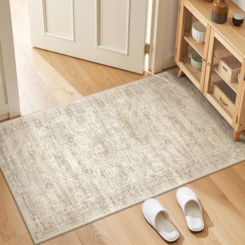 2x4 Rug Runners for Hallways Non Slip,Beige