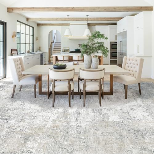 XLUEZ 9x12 Area Rug for Living Room, Washable Modern Abstract Large Area Rug Neutral Soft Non Slip Kids Rug Stain Resistant Indoor Carpet for Bedroom Dining Room Playroom Office(BeigeGrey, 9'x12')