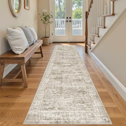 Soalmost Runner Rug 2x8 Washable Non-Slip Hallway Kitchen Runners Brown