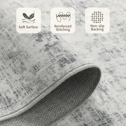 Rugxara Grey 6x9 Area Rugs Washable Rug for Living Room Dining Room Bedroom