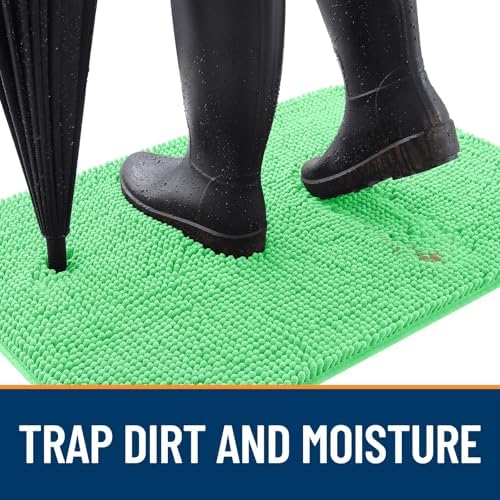 OLANLY Dog Door Mat for Muddy Paws 36x24, Super Absorbent Chenille Mud Mat
