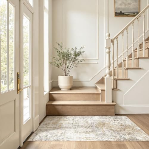 LOONGRUG Runner Rug 2x4 Washable Non-Slip Neutral Modern Abstract Rug