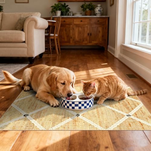 Indoor Front Door Mat, 2x3 Neutral Cottage Geometric Front Door Rug