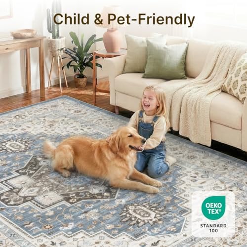 10x14 Area Rugs Washable Large Vintage Rug for Living Room Bedroom
