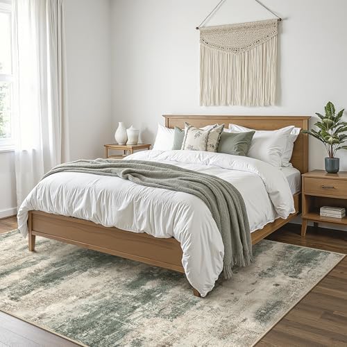 BEIMO Area Rugs 9x12 for Living Room, Green Taupe Washable Abstract Rug