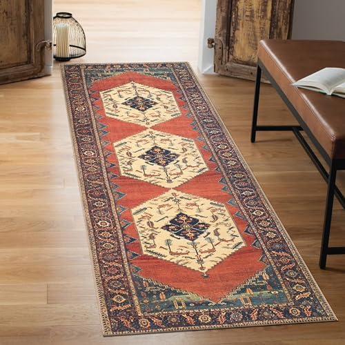 Keen Home Design Vintage Washable Runner Rug, Non-Slip Low Pile, 2x10