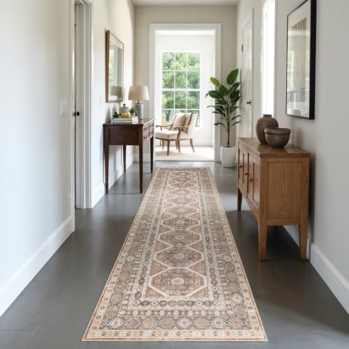 Ksrau 3x12 Runner Rug Washable Vintage: Non Slip Hallway Runners Brick