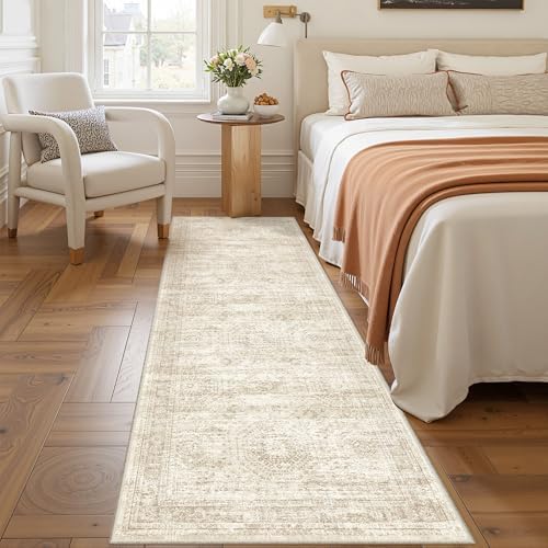 2x7 Runner Rug Non Slip,Washable Hallway Runner Rug,Beige
