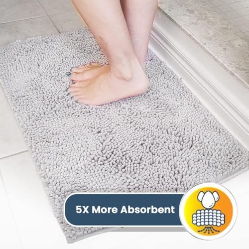 Muddy Mat® | Super Water Absorbent Door Mat Indoor, Microfiber Quick Dry Chenille Entryway Rug, Slip Resistant Front Door Mat, Indoor Mats for Entryway, Machine Washable Pet Rug, White 20" x 30"