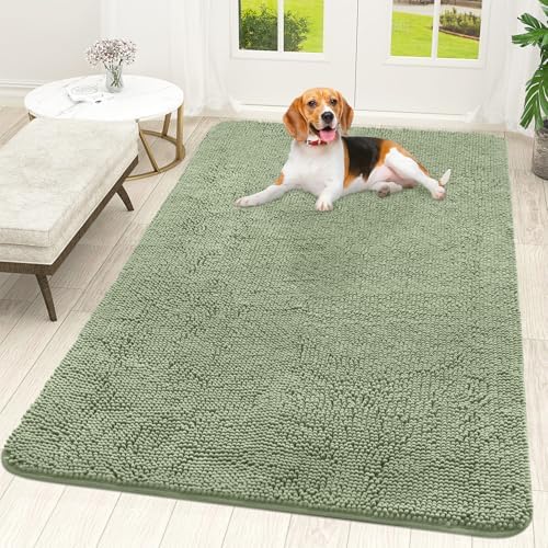OLANLY Dog Door Mat for Muddy Paws 70x46, Super Absorbent Chenille Mud Mat