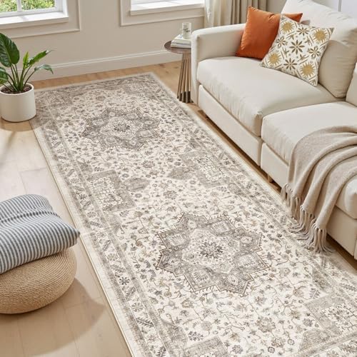 cotiled 3x8 Hallway Runner Rug for Entryway, Non-Slip Vintage, Light Brown