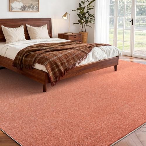 7x10 Large Orange/White Area Rug Non-Slip Washable for Living Room Bedroom