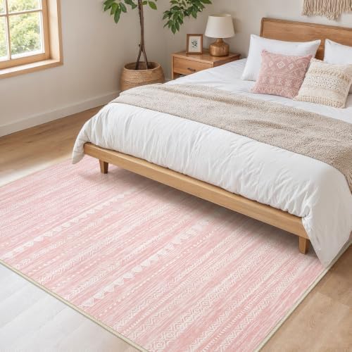 Nakagishi Boho 4x6 Pink Area Rug Living Room Rugs Machine Washable