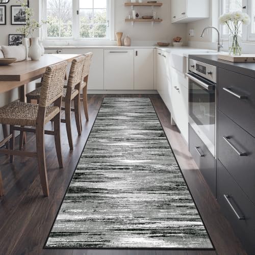 2x8 Runner Rug Non Slip,Washable Hallway Runner Rug,Black