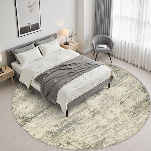 Round Area Rug Living Room: 6 ft Modern Washable Indoor Carpet