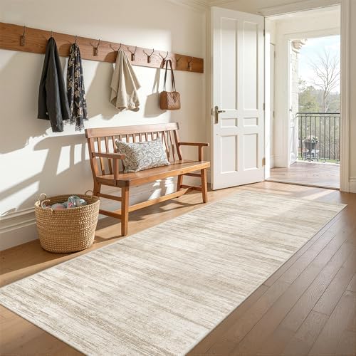 3x8 Runner Rug Non Slip,Washable Hallway Runner Rug,Brown