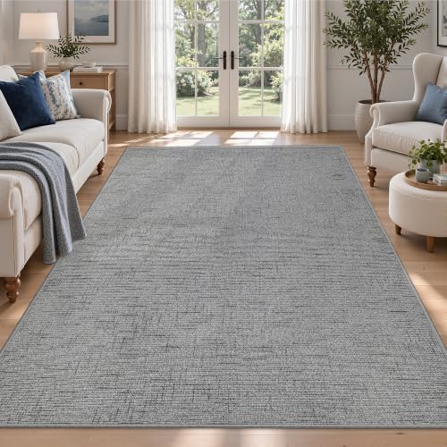 Valenrug Washable Rugs 5x7, High-Low Pile Area Rugs for Living Room, Grey