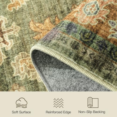 8x10 Area Rug for Living Room, Non-Slip Washable Large Carpet, Olive Green