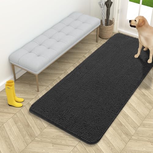 OLANLY Dog Door Mat for Muddy Paws 54x24, Super Absorbent Chenille Mud Mat