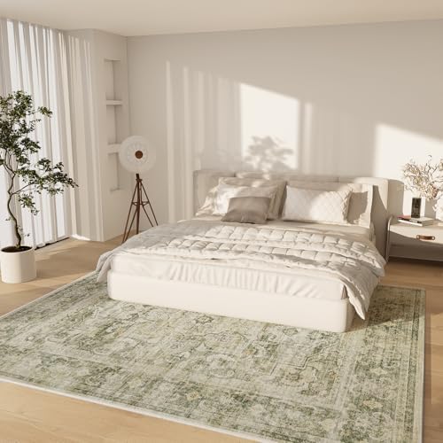 Washable Living Room Area Rug: 8x10 Bedroom Rug Non Slip Boho Large Carpet