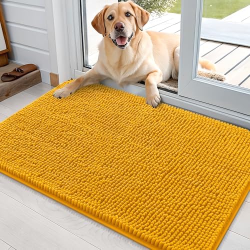 OLANLY Dog Door Mat for Muddy Paws 35x24, Super Absorbent Chenille Mud Mat