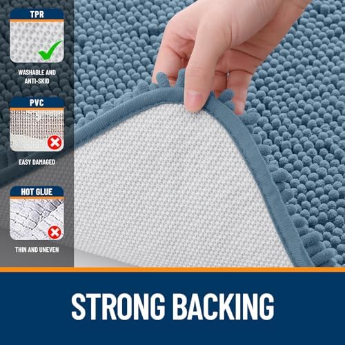 OLANLY Toilet Rugs U-Shaped 24x24, Soft Absorbent Chenille Contour Rugs