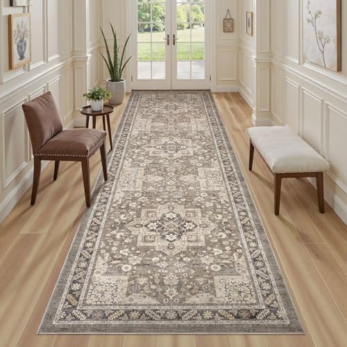 cotiled 3x12 Hallway Runner Rug for Entryway, Non-Slip Vintage, Brown