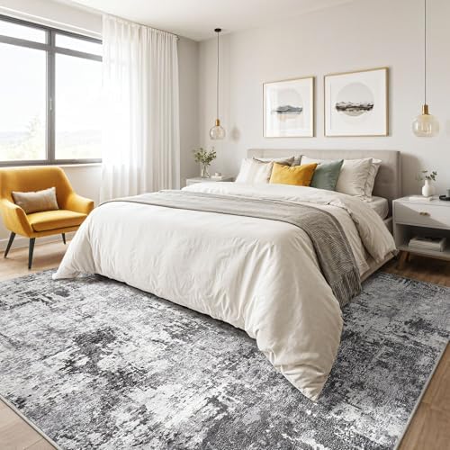 LOONGRUG 7x9 Area Rug Washable Large Neutral Modern Living Room Rugs