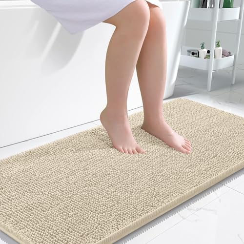 OLANLY Bathroom Runner Rugs 45x27, Extra Soft Absorbent Chenille Bath Rugs