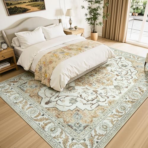 Lessymo Area Rugs 9x12 for Living Room,Large Washable Carpet Light Beige