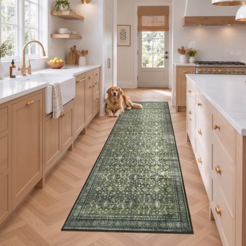 Lessymo Washable 2 x 8 Long Runner Rugs,Soft for Entryway Hallway Green