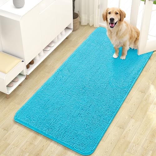 OLANLY Dog Door Mat for Muddy Paws 47x24, Super Absorbent Chenille Mud Mat