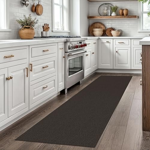 EARTHALL Washable Runner Rug, Non Slip Kitchen Rug, 2x7 Ft, Taupe/Coffee