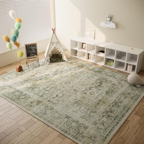 Washable Living Room Area Rug: 8x10 Bedroom Rug Non Slip Boho Large Carpet