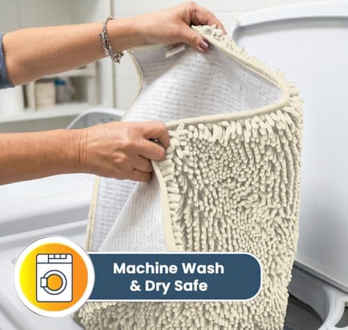 Muddy Mat® | Super Water Absorbent Door Mat Indoor, Microfiber Quick Dry Chenille Entryway Rug, Slip Resistant Front Door Mat, Indoor Mats for Entryway, Machine Washable Pet Rug, Ivory 3ft x 8ft