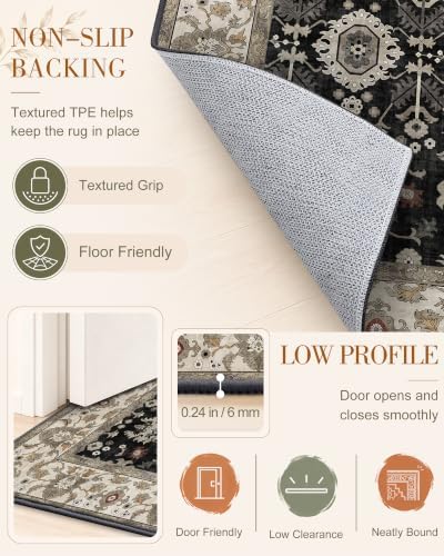 OLANLY 2x10 Washable Runner Rug, Soft Non Slip Carpet for Hallway Kitchen