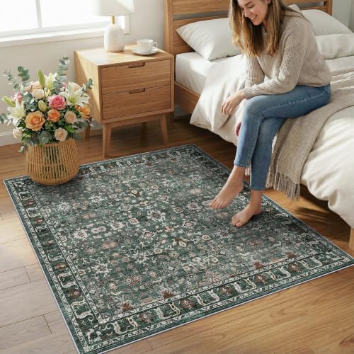 Washable 3x3 Square Entry Rug: Rugs for Kitchen Bedroom Entryway Bathroom