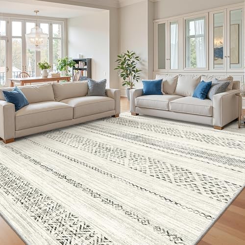 Miukiki 8x10 Area Rug for Living Room, Washable Soft Non Slip Rug Grey