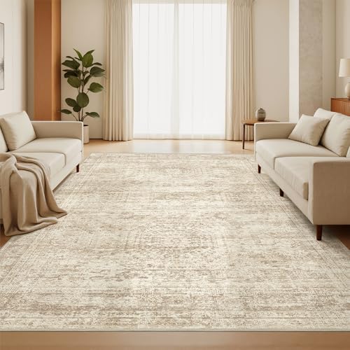 6x9 Area Rugs for Living Room,Large Washable Rug,Beige
