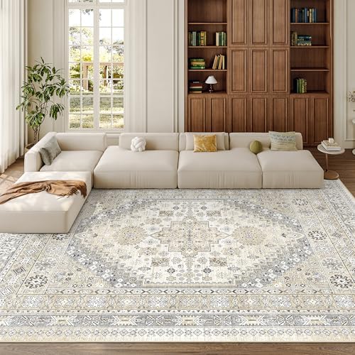 zesthome 9x12 Area Rugs for Living Room,Large Washable Rug,Beige