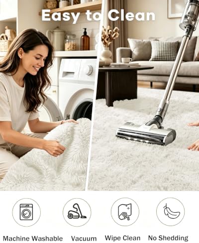 Smiry Area Rugs for Living Room Bedroom 4x5.9 ft, Fluffy Washable Carpet