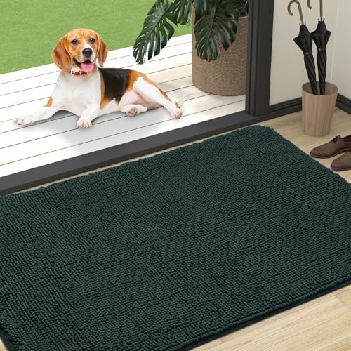 OLANLY Dog Door Mat for Muddy Paws 47x32, Super Absorbent Chenille Mud Mat