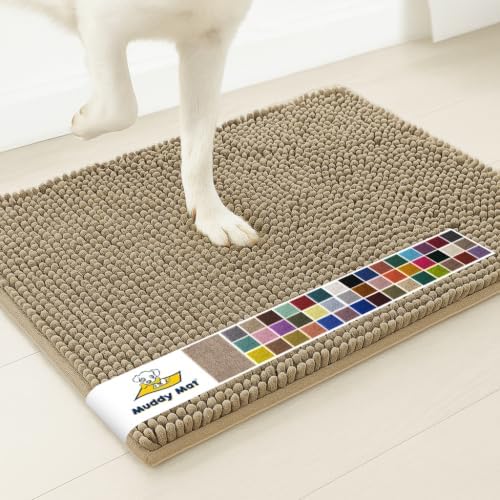Muddy Mat® | Super Water Absorbent Door Mat Indoor, Microfiber Quick Dry Chenille Entryway Rug, Slip Resistant Front Door Mat, Indoor Mats for Entryway, Machine Washable Pet Rug, Taupe 48" x 60"