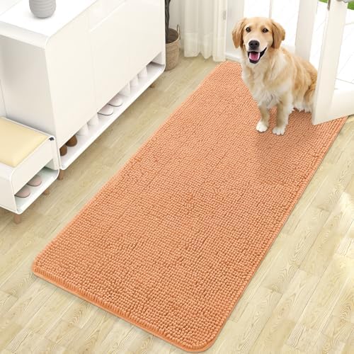 OLANLY Dog Door Mat for Muddy Paws 47x24, Super Absorbent Chenille Mud Mat