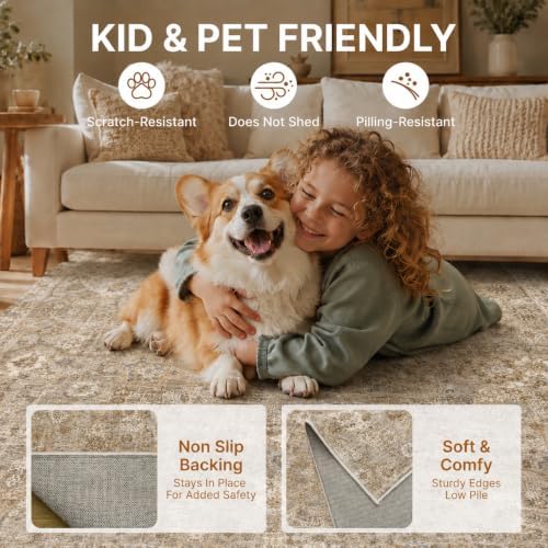 2x3 Area Rug Washable Vintage: Non Slip Throw Rugs for Entryway