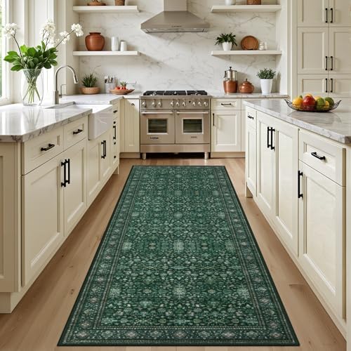 Hallway Runner Rug: 2.6x8 Kitchen Rugs for Living Room Deep Green