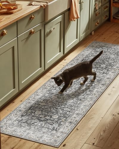 Runner Rug Washable Kitchen Runner: 2'6"x8' Hallway Runner Rugs Stain Resistant Non Slip Low Pile Soft Boho Carpet Runners for Hallways Bedroom Entryway Indoor Beside Bathroom Laundry Room