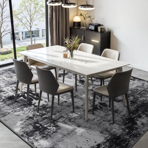 Rugflix 5x7 Area Rugs for Living Room, Washable Black Grey Dark Large Rug