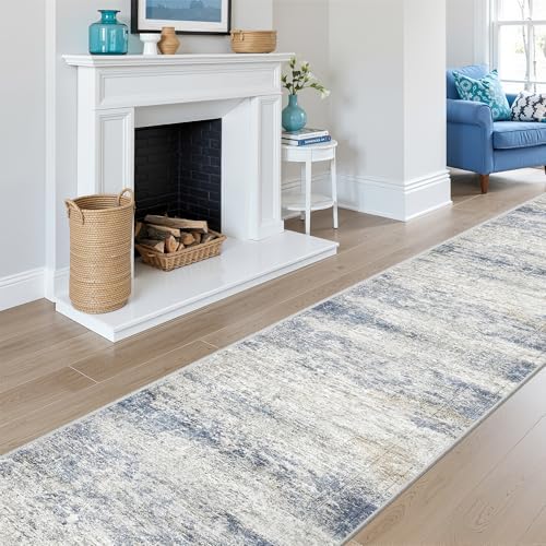 2x12 Runner Rug Non Slip,Washable Hallway Runner Rug,Blue