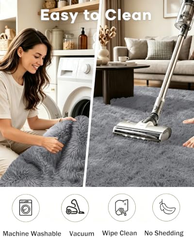 Smiry Area Rugs for Living Room Bedroom 4x5.9 ft, Fluffy Washable Carpet
